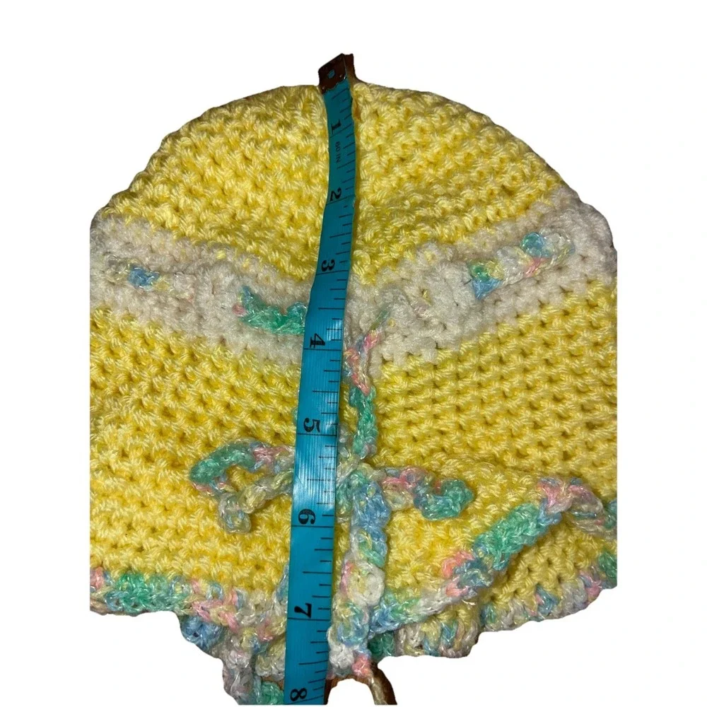 Bucket Hat Children Girls Yellow‎ Pastel Bow Handmade Crochet Hat NEW